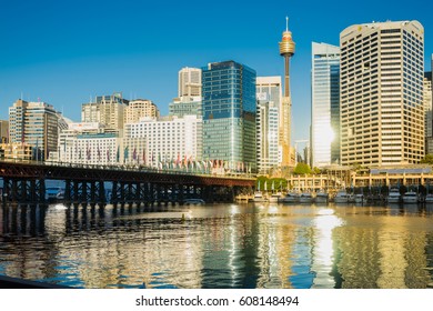 Sydney, Australia - February 20, 2017: View of Pyrmont Bay in Darling Harbour. - Shutterstock ID 608148494