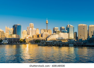Sydney, Australia - February 20, 2017: View of Pyrmont Bay in Darling Harbour. - Shutterstock ID 608148500