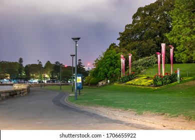 Sydney, Australia - February 22, 2020: The Entrance Of The Royal Botanic Park At Night, No People, Sydney.