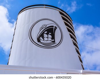 Sydney, Australia - Jan. 31, 2017: MS Noordam Smoke Stack. MS Noordam Is One Of The Cruise Ships Of Holland America Line.