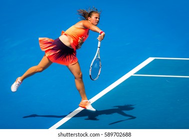 SYDNEY, AUSTRALIA - JANUARY 10 : Daria Kasatkina In Action At The 2017 Apia International Sydney WTA Premier Tennis Tournament