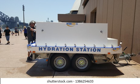 SYDNEY, AUSTRALIA - JANUARY 26, 2019: Hydration Station Or Water Refill Stations Provide Access To Free Drinking
Water For Free In Hot Weather On Australian Day At Sydney O