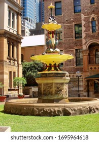 Sydney, Australia, January 29, 2006: Robert Brough Memorial Fountain With A Distinctly Australian Design Of  Brolgas And Black Swans Displaying Their Crimson Beaks, Installed Near Sydney Hospital