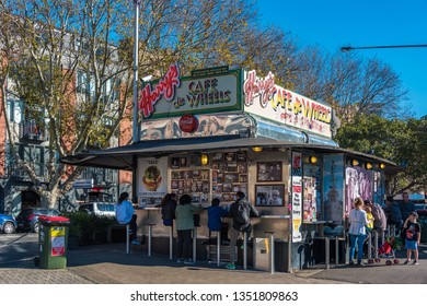 Sydney, Australia - July 03, 2016: Popular Street Cafe In Sydney With Regulars Having Lunch