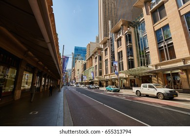 SYDNEY, AUSTRALIA. -JULY 08: Sydney City And George Street And Bus Lane Before Trams Plan Transport For The Next 20 Years In Sydney CBD On JULY 08, 2015 In Sydney.