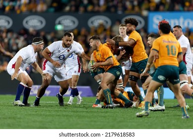 SYDNEY, AUSTRALIA - JULY 16: David Porecki Of The Wallabies With The Ball During Game Three Of The International Test Match Series Between The Australian Wallabies And England At The SCG