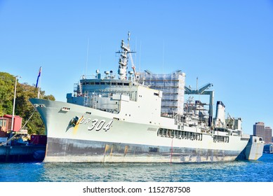 Sydney, Australia - JULY 28, 2016: View Of Royal Australian Navy Ship