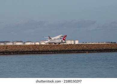 Sydney, Australia - July 30, 2022: Qantas Link And Fiji Airways Planes At Sydney Airport.