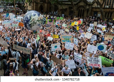 
Sydney, Australia - March 15, 2019 - 20 000 Australian students gather in climate change protest rally, School Strike 4 Climate, and demand urgent action on climate change.