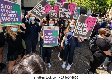 Sydney, Australia - March 15, 2021 - Thousands of Australian women protest against Crime and Sexual Violence in a Women’s March 4 Justice rally. 
