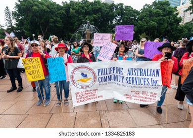 
SYDNEY, AUSTRALIA - March 9 2019: International Women's Day March And Rally Organised By Unions NSW And An Alliance Of Workers, Students And Women's Organisations Marching Through CBD To Belmore Park