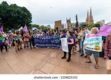 
SYDNEY, AUSTRALIA - March 9 2019: International Women's Day March And Rally Organised By Unions NSW And An Alliance Of Workers, Students And Women's Organisations Marching Through CBD To Belmore Park