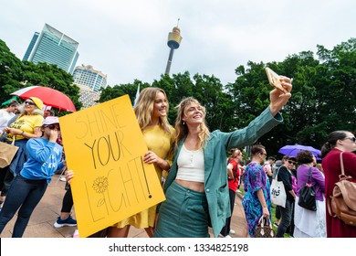 
SYDNEY, AUSTRALIA - March 9 2019: International Women's Day March And Rally Organised By Unions NSW And An Alliance Of Workers, Students And Women's Organisations Marching Through CBD To Belmore Park