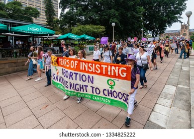 
SYDNEY, AUSTRALIA - March 9 2019: International Women's Day March And Rally Organised By Unions NSW And An Alliance Of Workers, Student And Women's Organisations Marching Throught CBD To Belmore Park