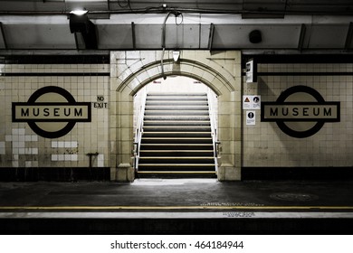 Sydney, Australia, May 13th, 2016. Empty Metro Staircase Inside Museum Station In Sydney.