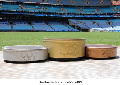 SYDNEY AUSTRALIA - NOVEMBER 26: Podium For Medalists In Olympic Stadium Sydney, Arena For The Olympics Of The Year 2000, Sydney November 26, 2009