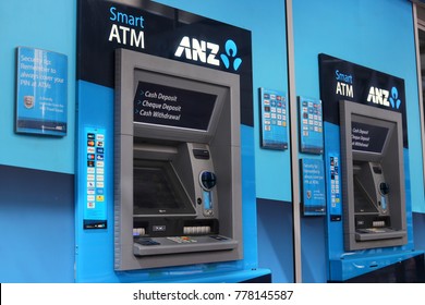 SYDNEY, AUSTRALIA - OCTOBER 1, 2017 : ANZ Bank Smart ATM. ANZ Is The  Australia And New Zealand Banking Group. It Is The Third Largest Bank By Market Capitalisation In Australia.