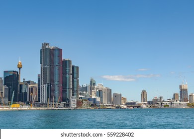 SYDNEY, AUSTRALIA - OCTOBER 11, 2016:  Commercial Property Development At Barrangaroo Avenue Close To Darling Harbour Wharf.