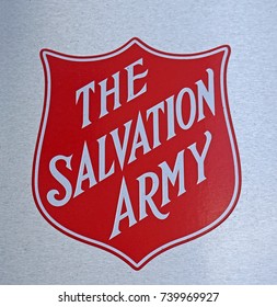 Sydney, Australia - October 17, 2017: The Salvation Army Logo Sign At One Of Help Centers. The Salvation Army Is An Organization Providing Services To Disadvantaged People In The Community.