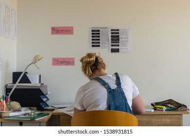 Sydney, Australia - October, 2019: Year 12 Student Studying For HSC