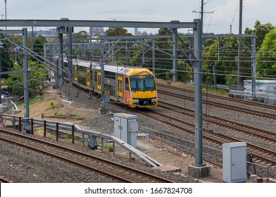 Sydney, Australia - October 29, 2016: Sydney Transport Yellow Train. Suburban Train, Sydney Public Transport Infrastructure