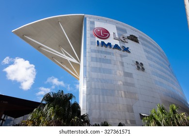 SYDNEY, AUSTRALIA - OCTOBER 4, 2015: Imax Sydney Located In Darling Harbour, Sydney, Is Home The To The World Largest Screen.