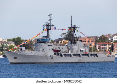 Sydney, Australia - October 5, 2013: Nigerian Navy NNS Thunder (F90) Cutter (Former United States Coast Guard USCGC Chase, Hamilton-class Cutter) In Sydney Harbor.