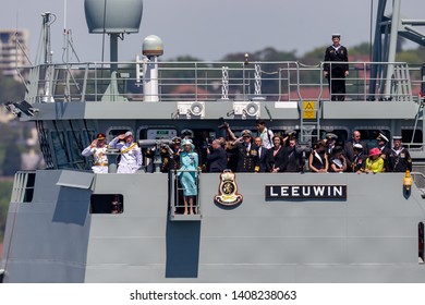 Sydney, Australia - October 5, 2013: Prince Harry With Dignitaries Including Australian Prime Minister Tony Abbot And Governor General Quentin Bryce Aboard HMAS Leeuwin.