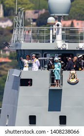 Sydney, Australia - October 5, 2013: Prince Harry With Dignitaries Including Australian Prime Minister Tony Abbot And Governor General Quentin Bryce Aboard HMAS Leeuwin.