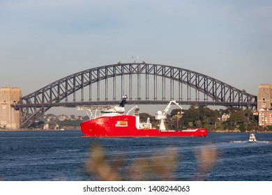 Sydney, Australia - October 5, 2013: Australian Border Force Multi Purpose Off Shore Vessel Ocean Shield In Sydney Harbor.