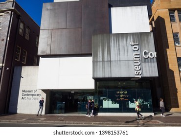 SYDNEY, AUSTRALIA. – On ‎May 6, 2019. - The facade building of The Museum of Contemporary Art Australia (MCA) is Australia's leading museum dedicated to exhibiting and interpreting at The Rocks.