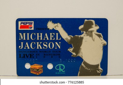 SYDNEY, AUSTRALIA. – On December 17, 2017. - MICHAEL JACKSON Dangerous World Tour Live In Bangkok 1993 King Of Pop Cards Ticket Concert Is Very Rare In Blue Color.