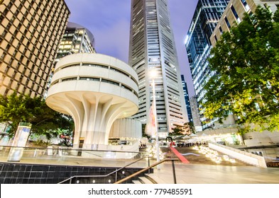 SYDNEY, AUSTRALIA. – On December 21, 2017. - Night Photography Of The MLC Centre Is A Skyscraper Office Building, A Stark White, Modernist Column In An Octagonal Floorplan At Martin Place.