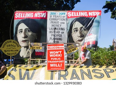 SYDNEY, AUSTRALIA. – On March 03, 2019. - The Poster Of Leader Of The Liberal Party ,is Gladys Berejiklian, By Protester For Saving NSW ,Stop Her Project That Effect To Environmental Issues.