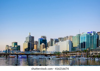 Sydney, Australia - September 14, 2012: Modern buildings in the Sydney CBD, Darling Harbor. Sydney is the state capital of New South Wales. - Shutterstock ID 416216674