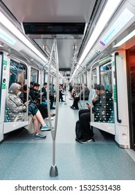 Sydney, Australia - September 19, 2019: People Sitting In Sydney Metro Station.