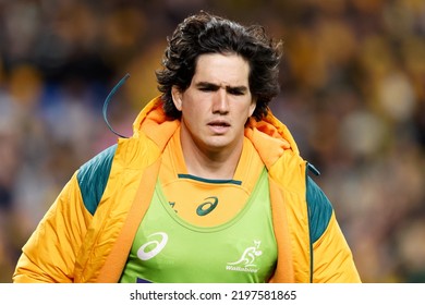 SYDNEY, AUSTRALIA - SEPTEMBER 3: Darcy Swain Of Australia Warms Up During The Rugby Championship Match Between The Australia Wallabies And South Africa Springboks At Allianz Stadium