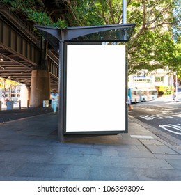 
Sydney Bus Station, Blank Billboard On Platform