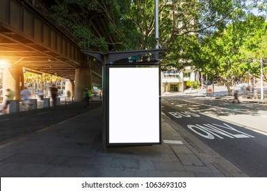 
Sydney Bus Station, Blank Billboard On Platform