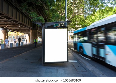 
Sydney Bus Station, Blank Billboard On Platform