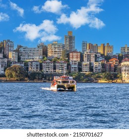 Sydney CBD Skyline, Residential And Commercial Buildings On The Harbour Waters NSW Australia