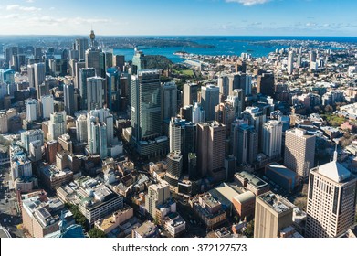 Sydney City Aerial View. Sydney CBD, Central Business District From Above. Sydney Downtown Top View