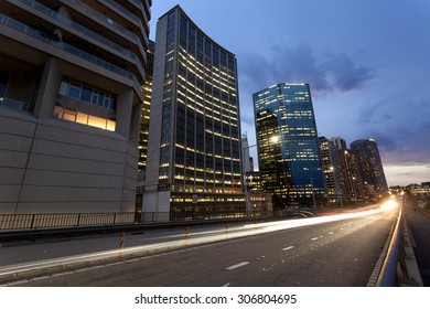 Sydney City Traffic Light Trails In The Evening