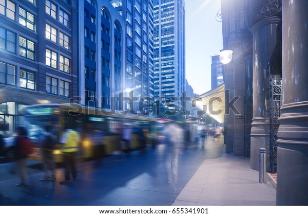 \
Sydney city traffic, street\
people