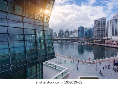 Sydney Darling Harbour, Cityscape in the Evening, with the City Skyline in the Background - Shutterstock ID 1052013422