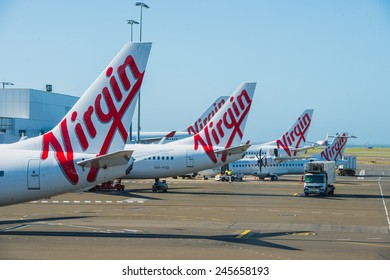 SYDNEY - December 30: Aircrafts Of The Virgin Australia Fleet At Sydney Domestic Airport December 30, 2014. Virgin Australia Is Australia's Second Largest Airline