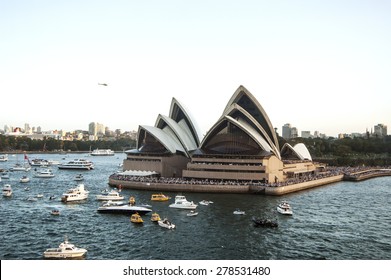 Sydney Harbor With Opera House - Panorama Taken On 19 Of February 2007 During Queen Elizabeth 2 Cruise Ship Visit.