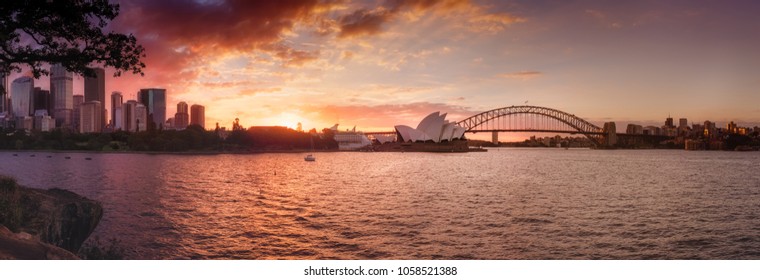 Sydney Harbor Sunset Panorama