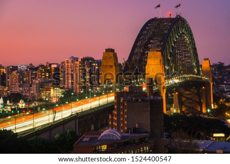 Sydney harbour bridge, Landscape view of Sydney city skyline with Sydney harbour bridge north shore in Australia