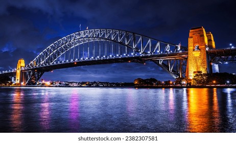 Sydney Harbour Bridge and o by night - Powered by Shutterstock